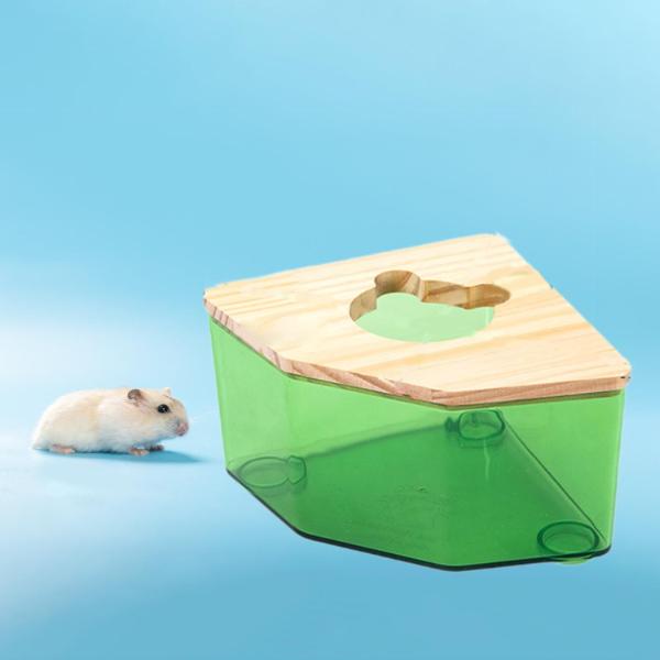 ハムスター砂浴び箱 木製蓋付き ドワーフハムスター小動物用 スナネズミ グリーン