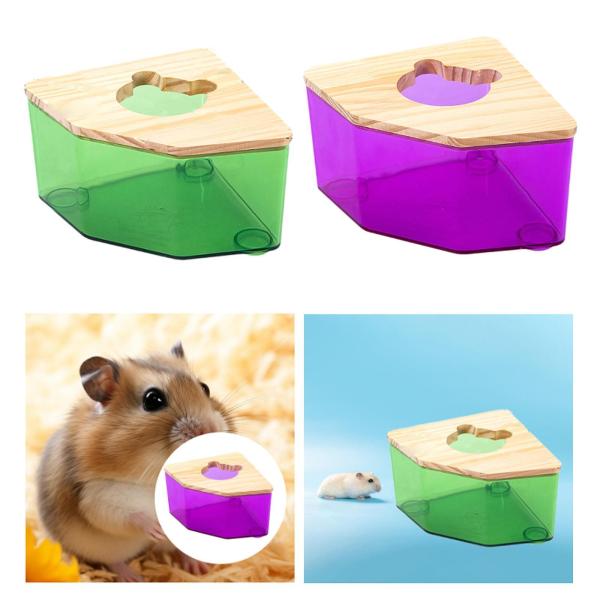 ハムスター砂浴び箱 木製蓋付き ドワーフハムスター小動物用 スナネズミ グリーン