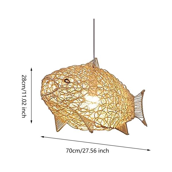 魚の形をしたランプシェード 竹製電球ガード 寝室 キッチン アイランド ファームハウス つる魚