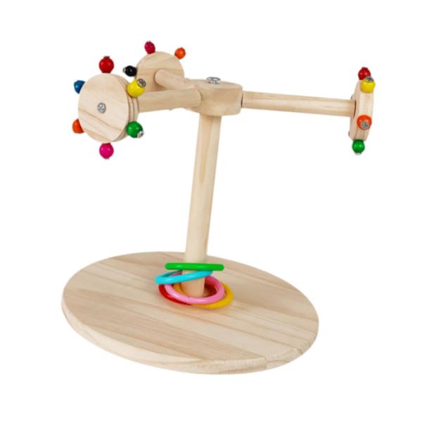 オウムの止まり木 木製 オウムスタンド 鳥のおもちゃ 運動玩具 テーブルスタンド 鳥用回転止まり木おもちゃ セキセイインコ フィンチ用鳥スタンド