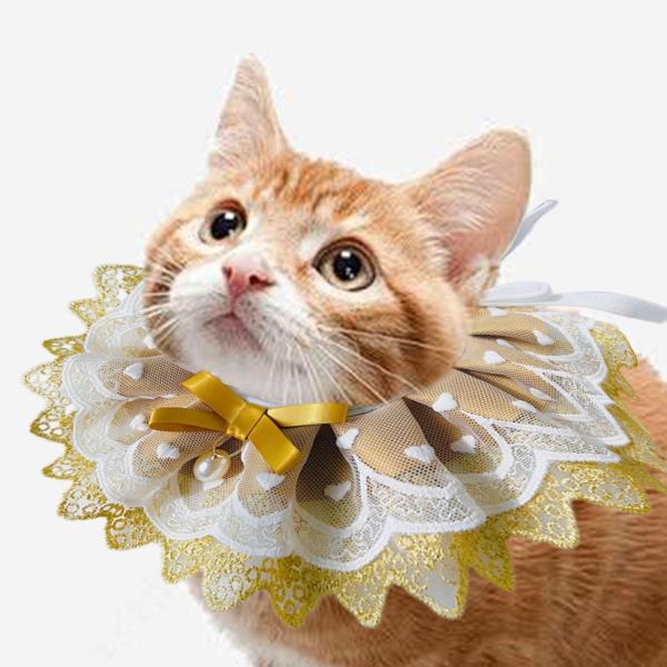 猫用首輪 クリスマスコスチュームアクセサリー 子犬用よだれかけ 小型犬 中型犬 子猫用 XS イエロー