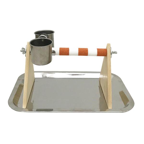 鳥 オウム プレイスタンド ウォーターボウル オウム プレイスタンド コンゴウインコ セキセイインコ用 ホワイト オレンジ