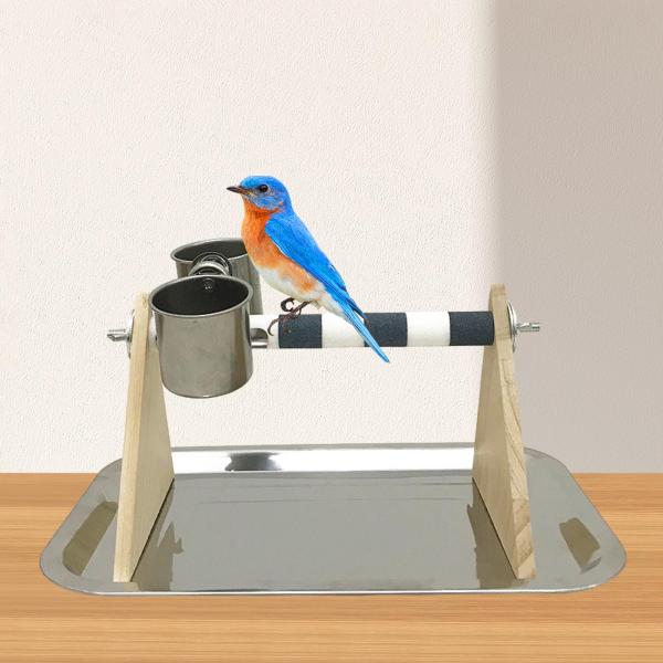鳥 オウム プレイスタンド ウォーターボウル オウム プレイスタンド コンゴウインコ セキセイインコ用 ホワイト グレー