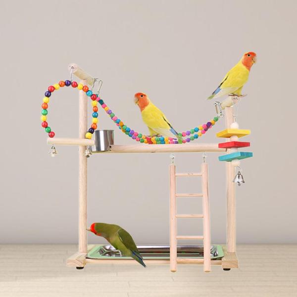 鳥遊びスタンド オウム遊び場、オウム止まり木、木製、オウム止まり木プレイスタンド 鳥ジム プレイペン ラダー インコ オウム用
