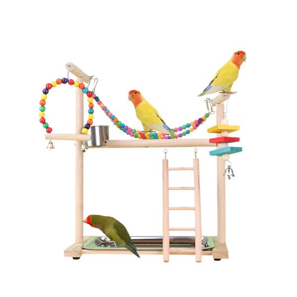 鳥遊びスタンド オウム遊び場、オウム止まり木、木製、オウム止まり木プレイスタンド 鳥ジム プレイペン ラダー インコ オウム用