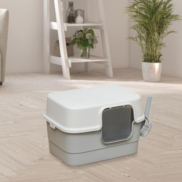 フード付き猫用トイレボックス 蓋付き 猫用トイレパン 取り外し可能 室内猫用ペット用品 ポータブル猫用トイレ 猫用トイレトレイ