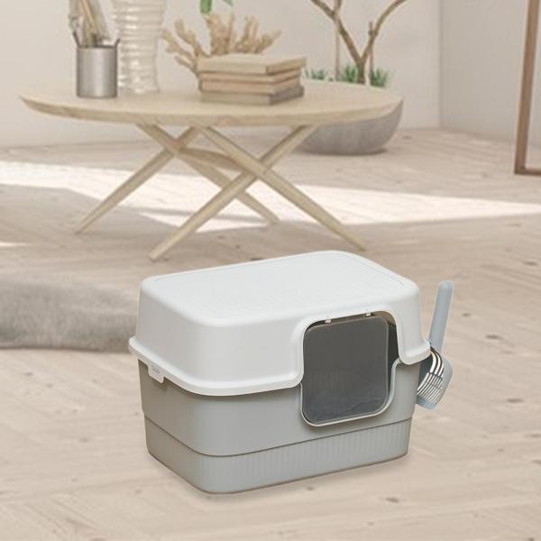 フード付き猫用トイレボックス 蓋付き 猫用トイレパン 取り外し可能 室内猫用ペット用品 ポータブル猫用トイレ 猫用トイレトレイ