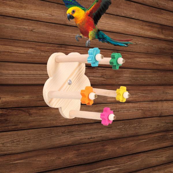 鳥用回転止まり木おもちゃ、鳥用オウム止まり木ホイールおもちゃ、噛む面白い運動用鳥用止まり木スタンド、コンゴウインコ、セキセイインコ用