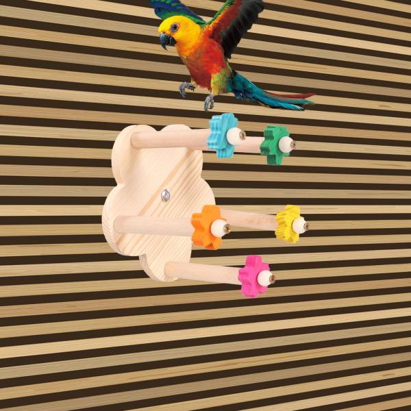 鳥用回転止まり木おもちゃ、鳥用オウム止まり木ホイールおもちゃ、噛む面白い運動用鳥用止まり木スタンド、コンゴウインコ、セキセイインコ用