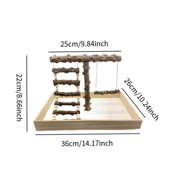 鳥の遊び場 シンプルなスタンドブリッジ スイング 登山用木製トレーニングラダー 鳥の遊園地用おもちゃ 鳥の止まり木スタンド