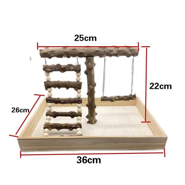 鳥の遊び場 シンプルなスタンドブリッジ スイング 登山用木製トレーニングラダー 鳥の遊園地用おもちゃ 鳥の止まり木スタンド