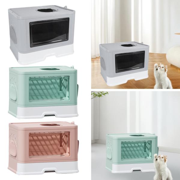 密閉型猫ボックス スコップ付き 洗えるボックス 室内猫用 グレー