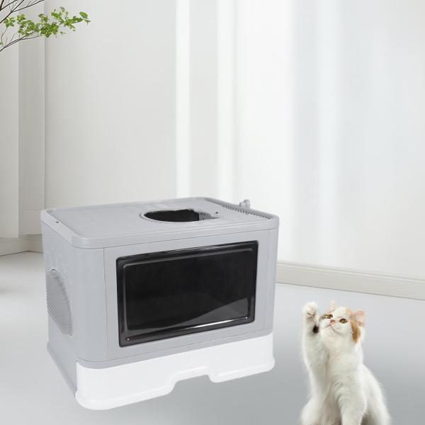 密閉型猫ボックス スコップ付き 洗えるボックス 室内猫用 グレー