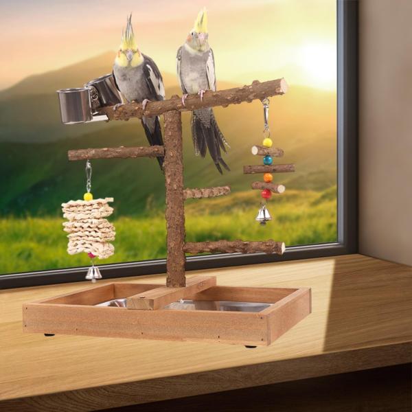 鳥 鳥のおもちゃ 遊び場 組み立て簡単 プレイスタンド 鳥かご ブランチパーチ 取り外し可能なトレイ付き コンゴウインコ用