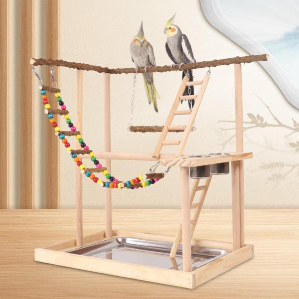オウムの遊び場、木製スタンド、エクササイズ アクティビティ センター、オウムのプレイスタンド、コンゴウインコ、セキセイインコ、フィンチ、インコ、オウム