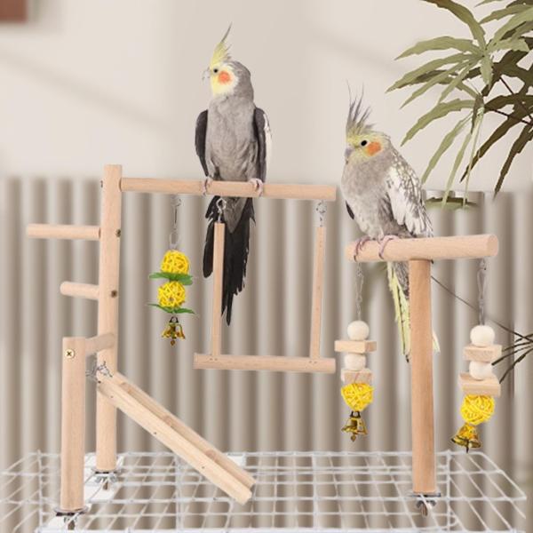 オウム鳥遊び場プレイスタンドケージアクセサリー用品オウムプレイスタンド木製スタンドオカメインコラブバードインコ用