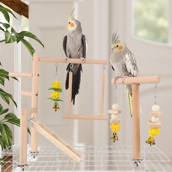 オウム鳥遊び場プレイスタンドケージアクセサリー用品オウムプレイスタンド木製スタンドオカメインコラブバードインコ用