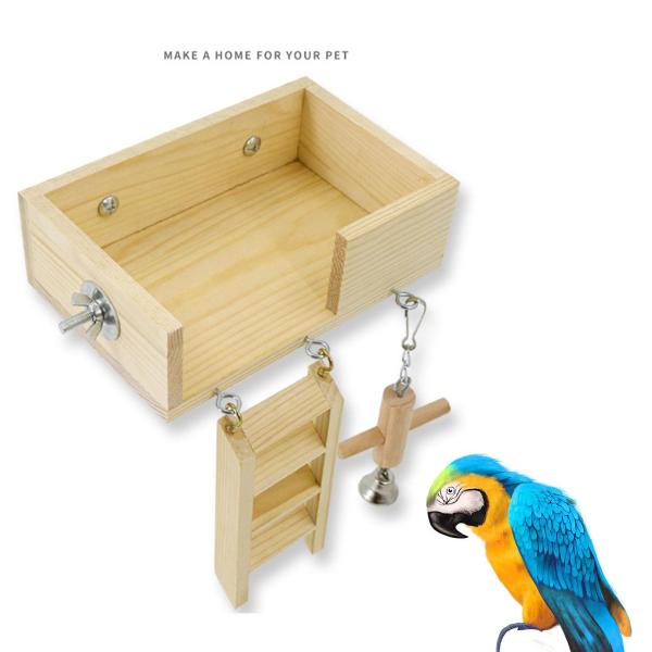 木製鳥オウム止まり木ハンギングスタンドアクティビティセンター遊びと休憩ペットオウムプレイスタンドエクササイズジムオカメインコ用ブルーバード