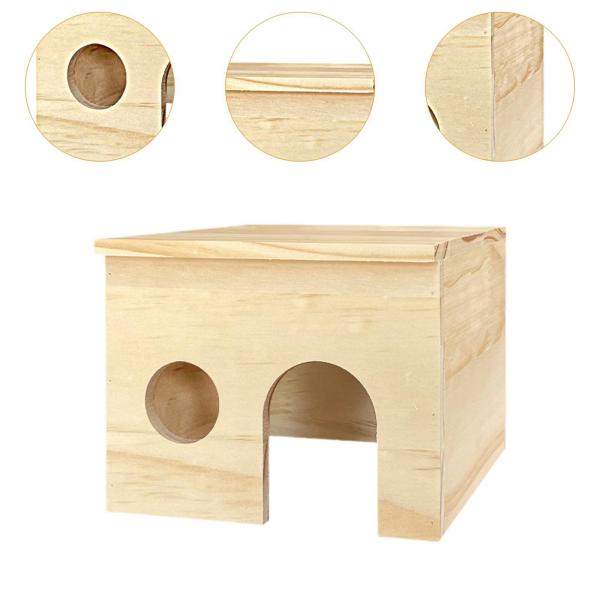 ハムスター木製シェルター小屋の隠れ家キャビンハムスターハイドアウトチャンバーチンチラレミングドワーフラット小ペット