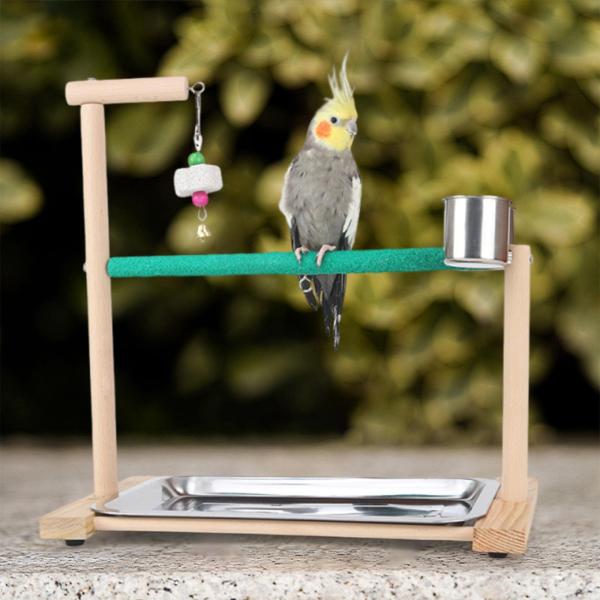 オウムの遊び場の鳥かの戯曲は取り外し可能なトレイ木製遊びのスタンド鳥のチューズおもちゃのおもちゃを履くためのラブバードのパラキート