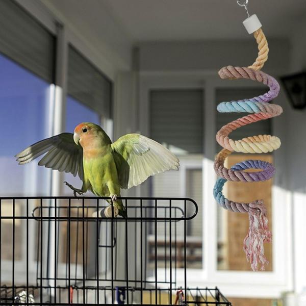鳥のスパイラルロープパーチ59.06インチフィンチ用のベンダブルコットン