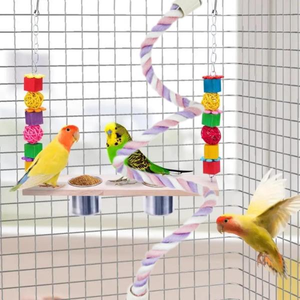 コットン製 曲げられるロープ ラブバード用 レギュラーから大型の鳥用 オカメインコ 40cm