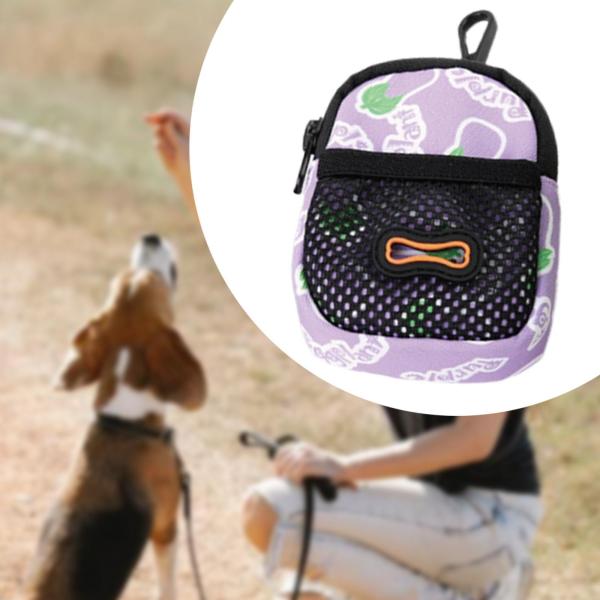 ペット用おやつポーチ 犬のトレーニング用ウエストバッグ 旅行用リーシュ 犬のトレーニング ウォーキング用 パープル