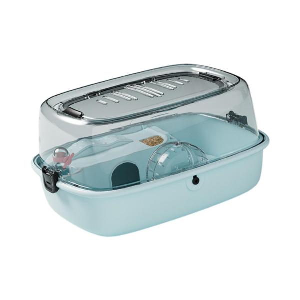 ハムスターケージ 透明 ポータブル ハムスター 生息地 モルモット ウサギ マウス用 ブルー