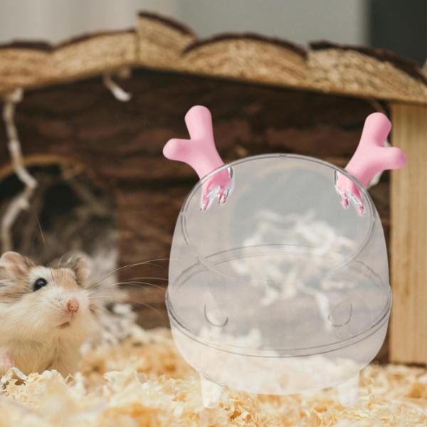 ハムスター 砂浴び容器 透明トイレ マウス 小動物 スナネズミ ピンク