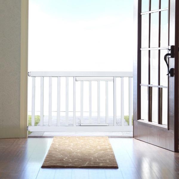 犬用ゲート 部屋の仕切り 丈夫なバリア ペットフェンス 廊下 キッチン 出入り口用 90〜96cm ドア付き