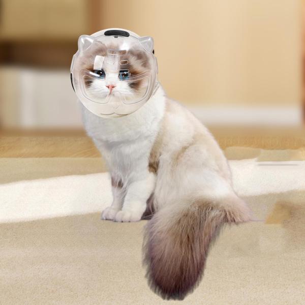 猫用口輪 通気性 傷防止 猫用口カバー 旅行用 入浴用 ビューティー クリア L