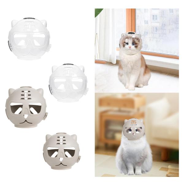 猫用口輪 通気性 傷防止 猫用口カバー 旅行用 入浴用 ビューティー クリア L