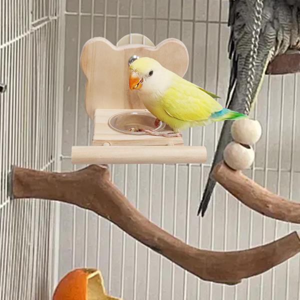 オウムケージフィーダーボウルバードパーチフィーダーカップ付きラブバードオカメインコクマ型