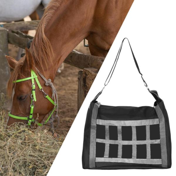 馬の干し草バッグ??スローフィードヘイネットウォールオーガナイザー馬術レース用のイージーハンギングフィーダー調整可能なストラップロバ牛羊