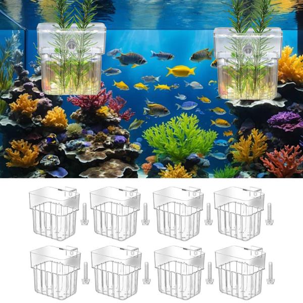 8ピース/個水族館植物ホルダーの装飾背景栽培が簡単な装飾ハンギングアクセサリーガラスタンクプランターアクアスペング