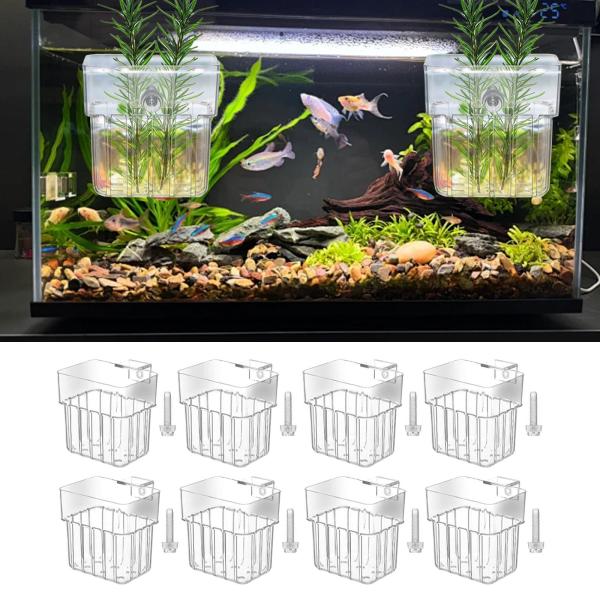 8ピース/個水族館植物ホルダーの装飾背景栽培が簡単な装飾ハンギングアクセサリーガラスタンクプランターアクアスペング