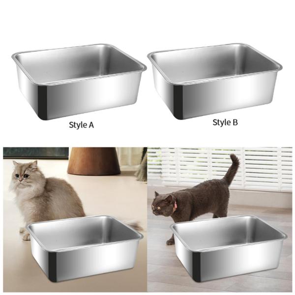 猫用トイレボックス ステンレススチール ペット用品 ベッドパン 大型 子猫用 トイレ 高さ10cm
