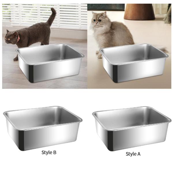 猫用トイレボックス ステンレススチール ペット用品 ベッドパン 大型 子猫用 トイレ 高さ10cm