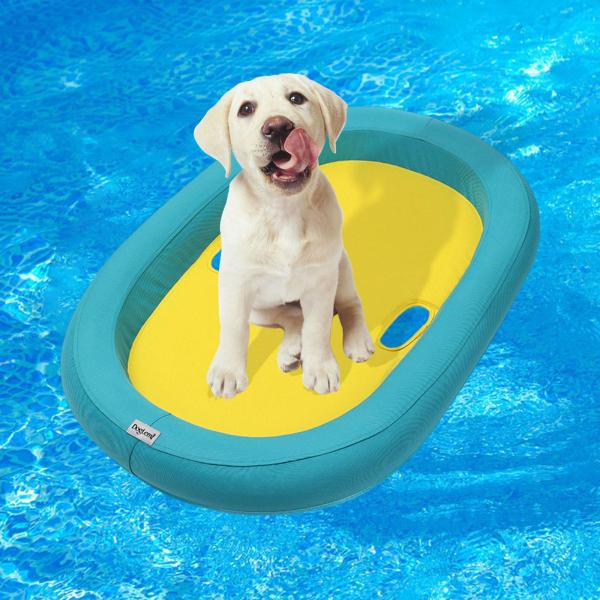 犬用プールラフト、ペット用ボート浮力フロート、マット、小型中型犬ペットプールフロートインフレータブル、屋外ウォーターゲーム