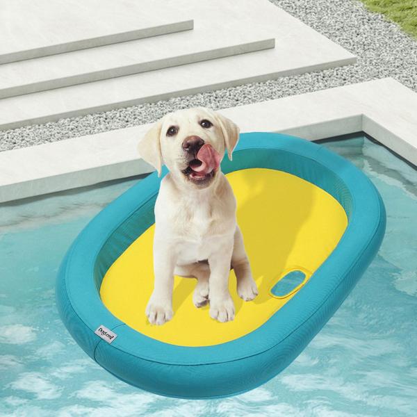 犬用プールラフト、ペット用ボート浮力フロート、マット、小型中型犬ペットプールフロートインフレータブル、屋外ウォーターゲーム