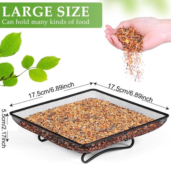 地上バードフィーダー シードホルダー 自立式 金属メッシュ スクエアプラットフォーム 盛り上がったシードトレイ 屋外ヤード 野鳥用
