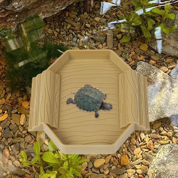 タートルバスプール(ダブルラダー付き)爬虫類用ウォーターディッシュ(フトアゴヒゲトカゲ用、イエロー)