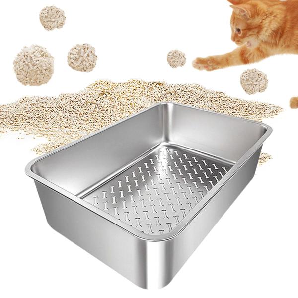 猫用トイレボックス 取り外し可能 オープントップ 飛び散り防止 便器 子猫用トイレ A