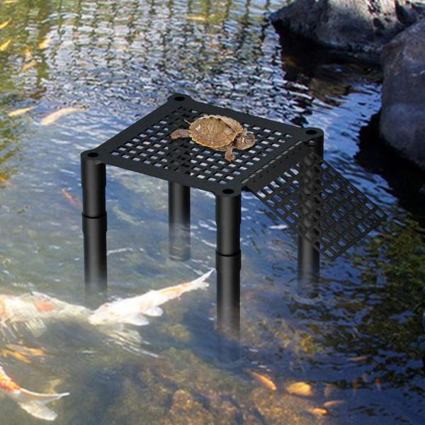 カメ用日光浴プラットフォーム 水生爬虫類用ランプドック ユニークで安定した休憩エリア コネクティングロッド付き