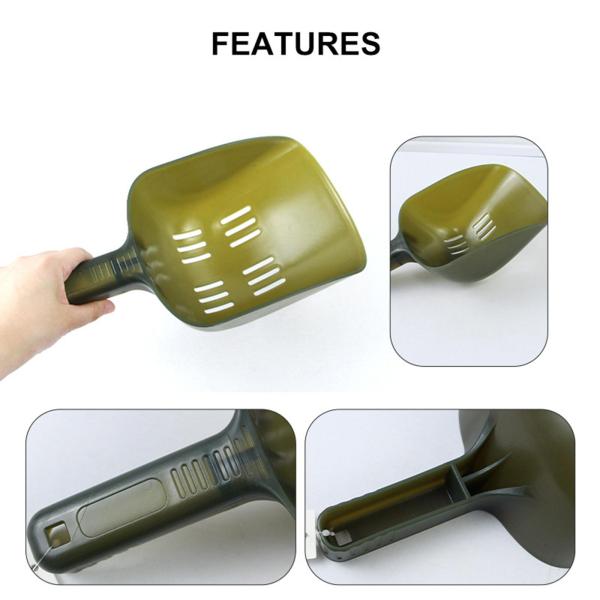 2 個 釣り餌スクープルアースクーパー初心者と経験者向け深くて厚い排水穴付きボイルスクープ