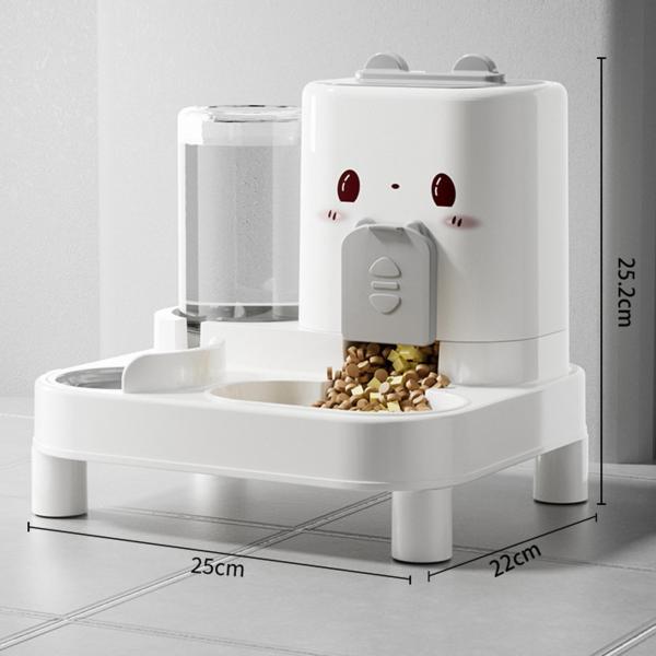 自動猫用給餌器・給水器 ウサギ小動物用フードフィーダー ホワイト