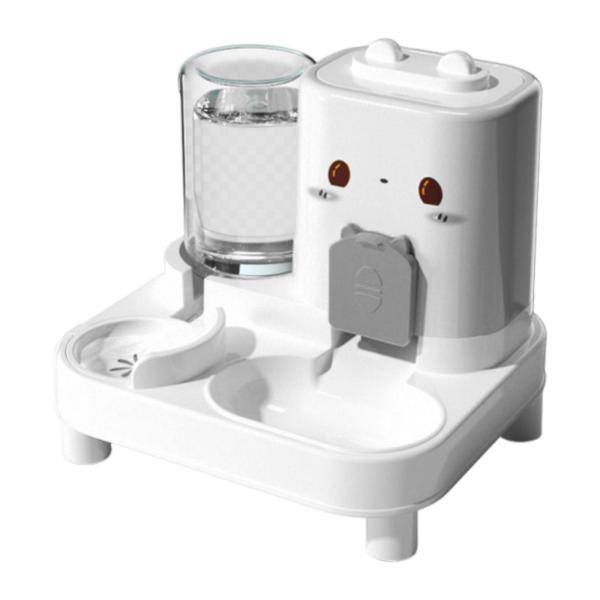 自動猫用給餌器・給水器 ウサギ小動物用フードフィーダー ホワイト