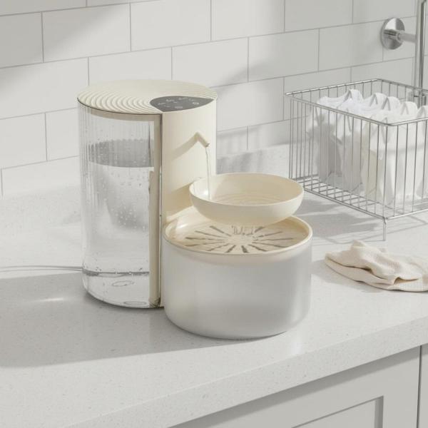 自動給水器セパレーター付き猫用給水器 USB電源 3L 猫用給水器 ダブルタンク設計 ホワイト 加熱式ステンレスボウル