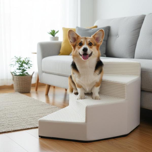 犬用階段 滑り止め付き 高さ調節可能な家具階段 段差デザイン ペット用階段 ベッドサイド用 3段
