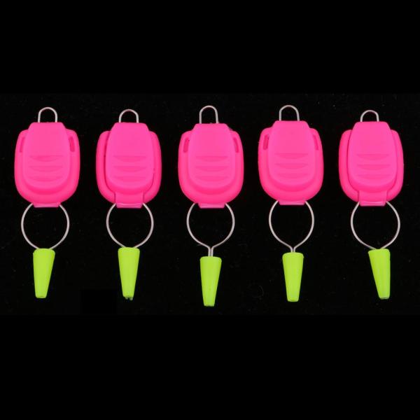 5xスピニングリールラインストッパーバイトキャスティングワイヤーバックルホルダーキーパーローズレッド